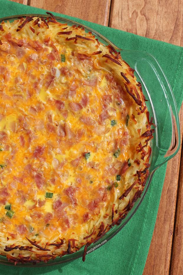 Ham and Cheese Hash Brown Quiche