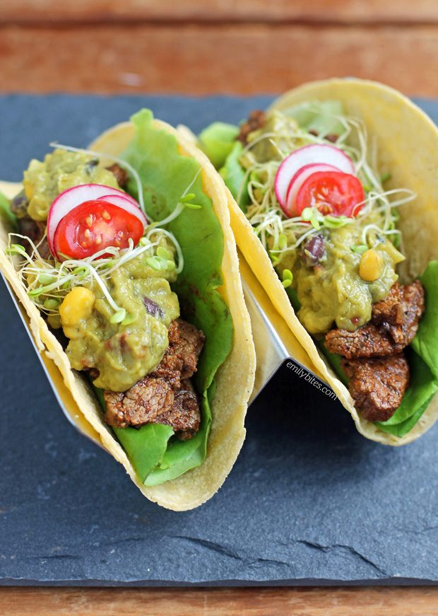 Spicy Steak Tacos with Southwestern Guacamole