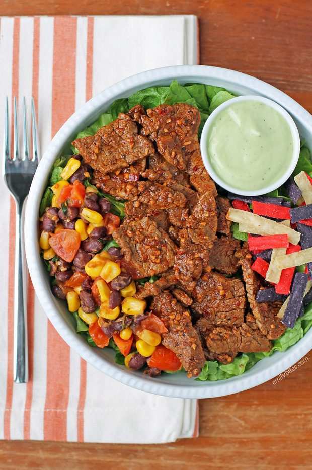Southwest Steak Salad with Avocado Lime Dressing