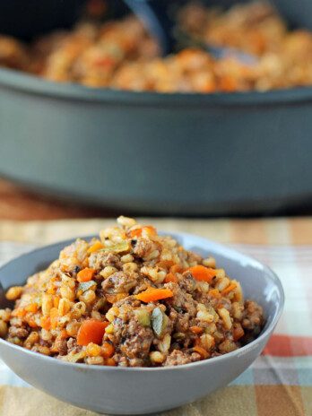 Barley Beef Skillet in a bowl