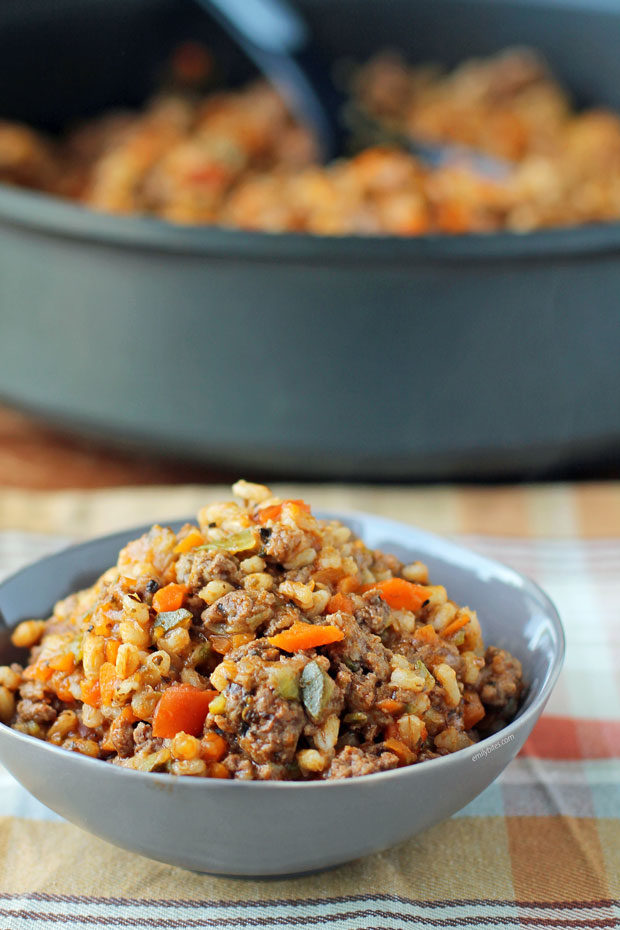 Barley Beef Skillet in a bowl