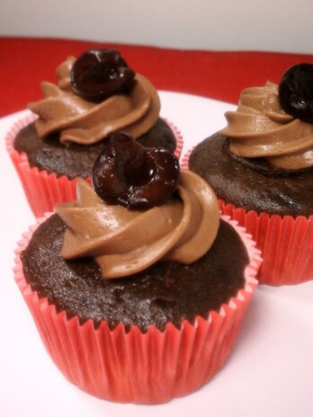 Black Forest Cupcakes with cherries