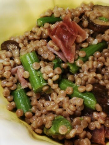 Couscous with Prosciutto, Mushrooms and Asparagus