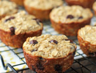 Banana Chocolate Chip Baked Oatmeal Singles on a cooling rack