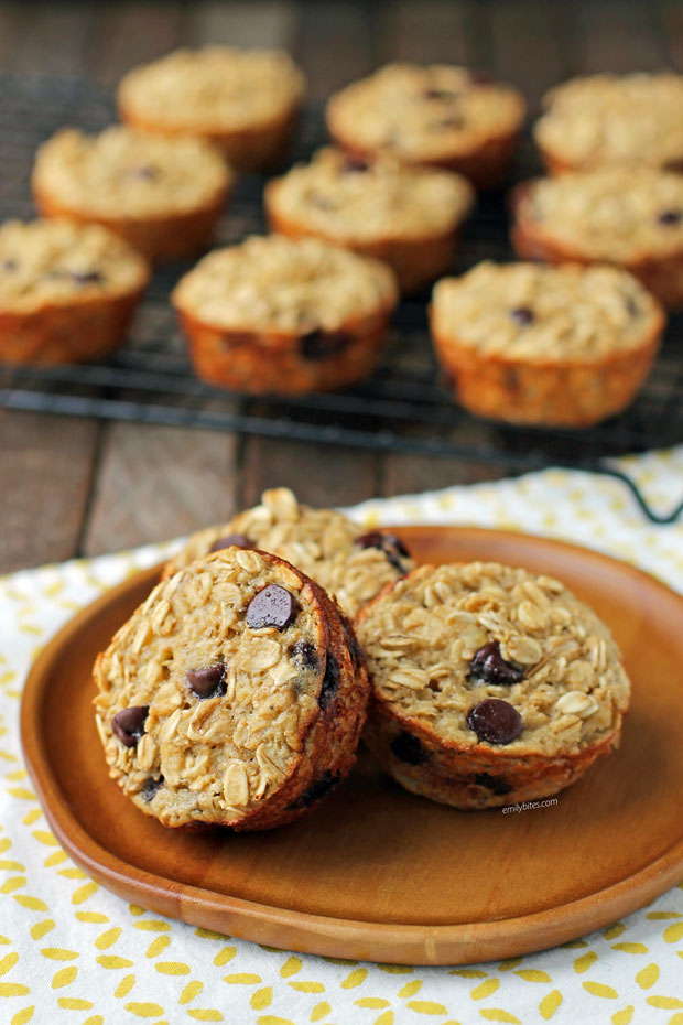 Banana Chocolate Chip Baked Oatmeal Singles on a plate