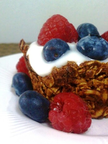 Baked Granola Cups with Yogurt and Berries