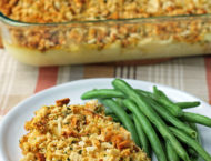 Cheesy Chicken and Stuffing Bake on a plate