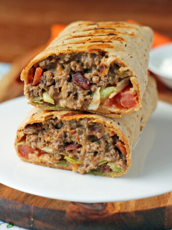 Bacon Cheeseburger Wraps stacked