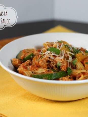 Zucchini Chicken Pasta in Tomato Parmesan Sauce