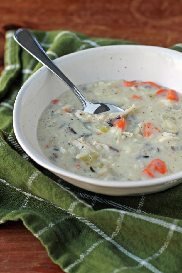 Creamy Chicken and Wild Rice Soup in a bowl