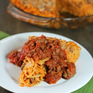 Spaghetti Pie with Meat Sauce