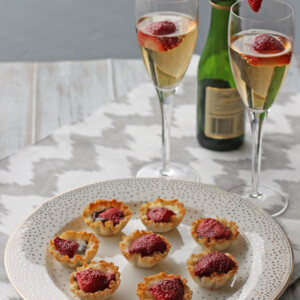 Roasted Strawberry, Brie and Chocolate Mini Tarts