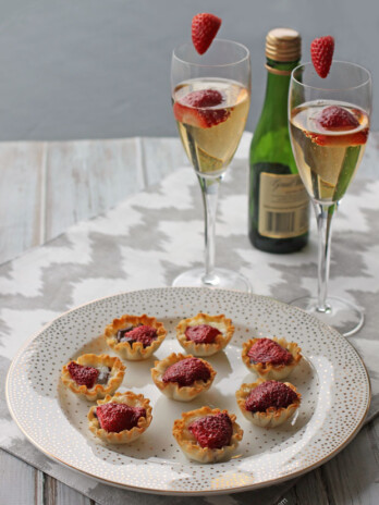 Roasted Strawberry, Brie and Chocolate Mini Tarts