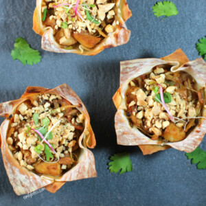 Thai Peanut Chicken Wonton Cupcakes