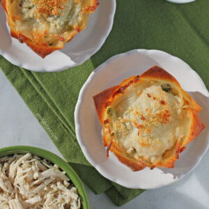 Chicken Broccoli Alfredo Wonton Cupcakes