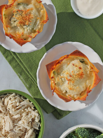 Chicken Broccoli Alfredo Wonton Cupcakes