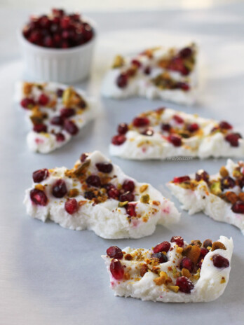 Pomegranate and Pistachio Frozen Yogurt Bark