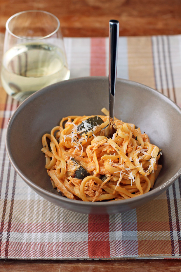Slow Cooker Kickin' Chicken Pasta Emily Bites