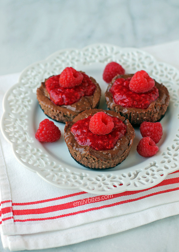 Chocolate Raspberry Cheesecake Cups - Emily Bites