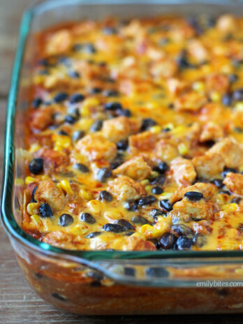 Layered Chicken Enchilada Bake