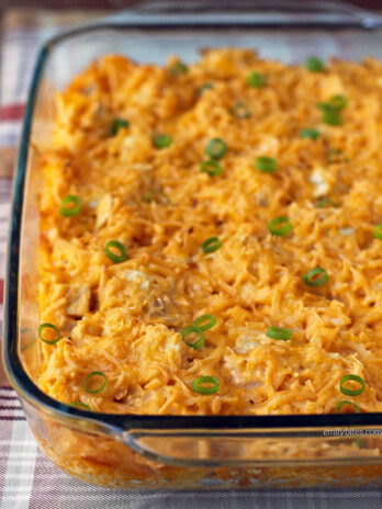 Cheesy Buffalo Chicken Potato Bake