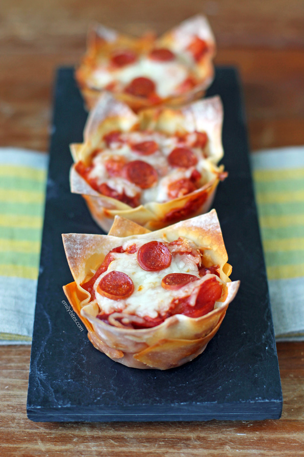 Pizza Wonton Cups Emily Bites