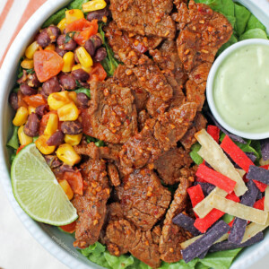 Southwest Steak Salad with Avocado Lime Dressing