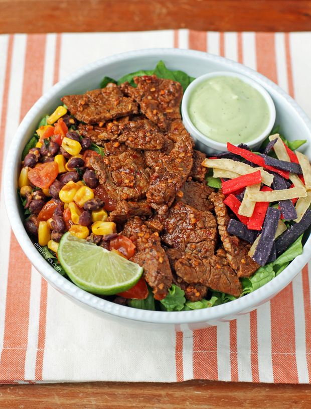 Southwest Steak Salad With Avocado Lime Dressing Emily Bites