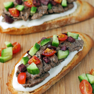 Open-Faced Greek Steak Sandwiches