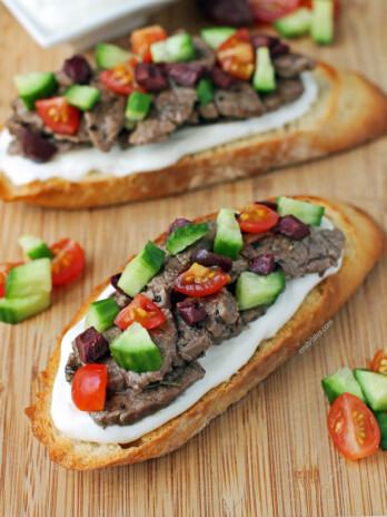 Open-Faced Greek Steak Sandwiches
