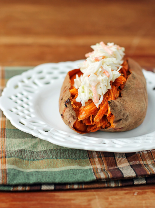 Buffalo Chicken Stuffed Sweet Potatoes Emily Bites