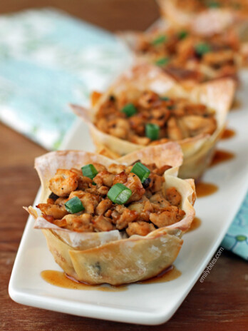 Asian Chicken Wonton Cups