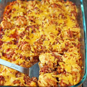 Bubble Up BBQ Chicken and Beans Bake