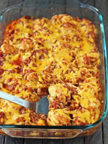 Bubble Up BBQ Chicken and Beans Bake