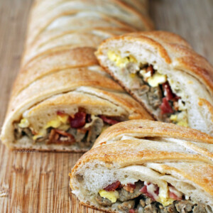 Bacon Sausage Egg and Cheese Braid