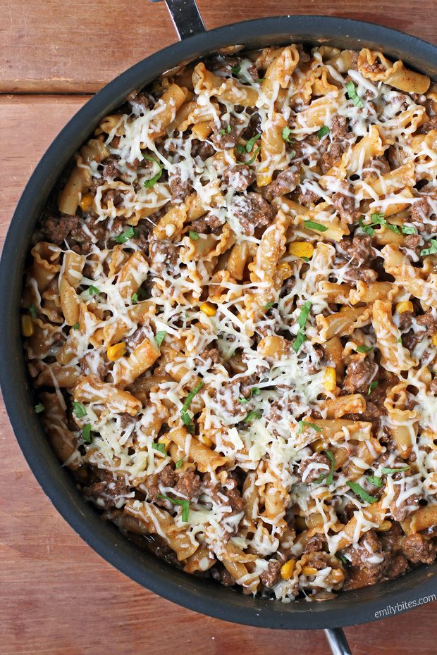 Beef Enchilada Pasta Skillet