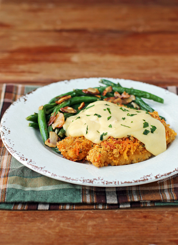 Crispy Cheddar Chicken with Creamy Sauce Emily Bites