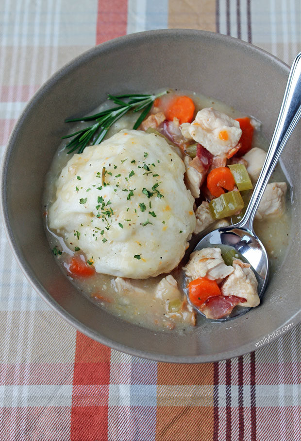 Chicken and Bacon Dumpling Stew - Emily Bites