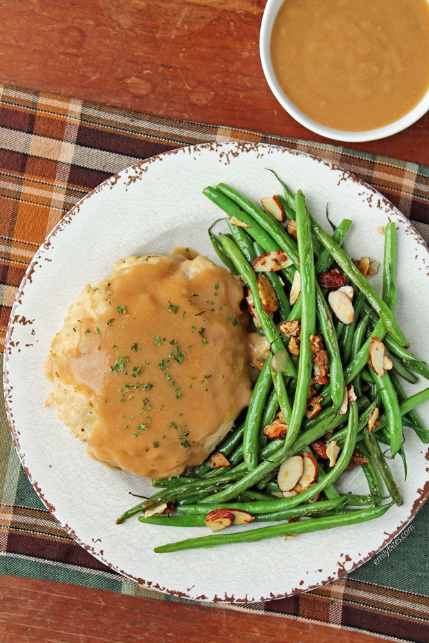 Stuffed Turkey Bundles with Gravy - Emily Bites