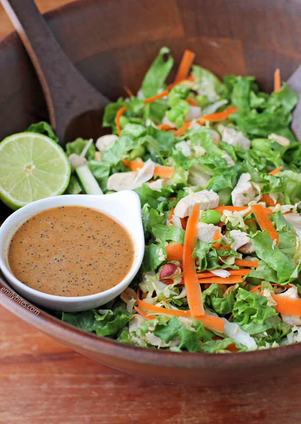 Thai Chicken Salad Wonton Cups with Peanut Sauce Dressing