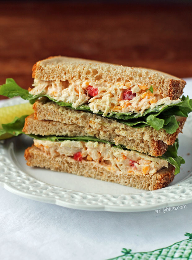 Pimento Cheese Chicken Salad Sandwiches (Chilled or Grilled) - Emily Bites