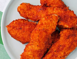 Baked Hot Barbecue Chicken Tenders on a plate