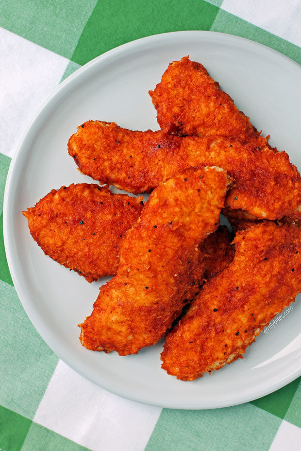 Baked Hot Barbecue Chicken Tenders on a plate