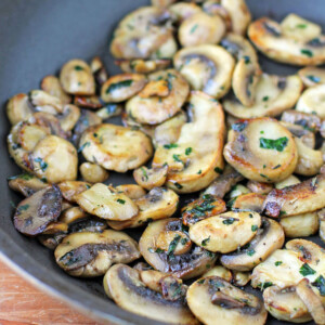 Garlic Herb Mushrooms in a pan