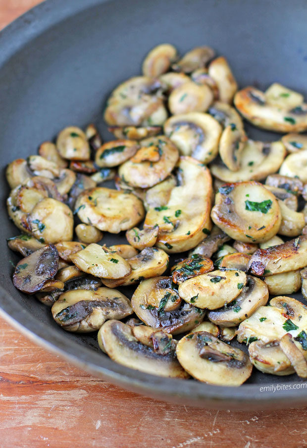 Garlic Herb Mushrooms in a pan