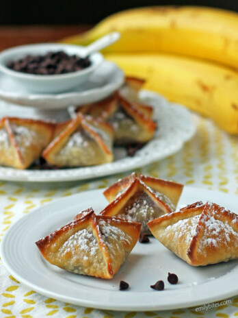 Banana Chocolate Wonton Bites on a plate