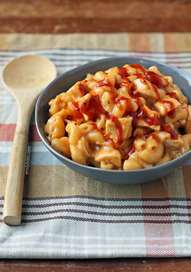 One-Pot Barbecue Chicken Mac and Cheese - Emily Bites