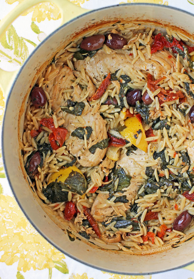 One Pot Mediterranean Chicken With Orzo