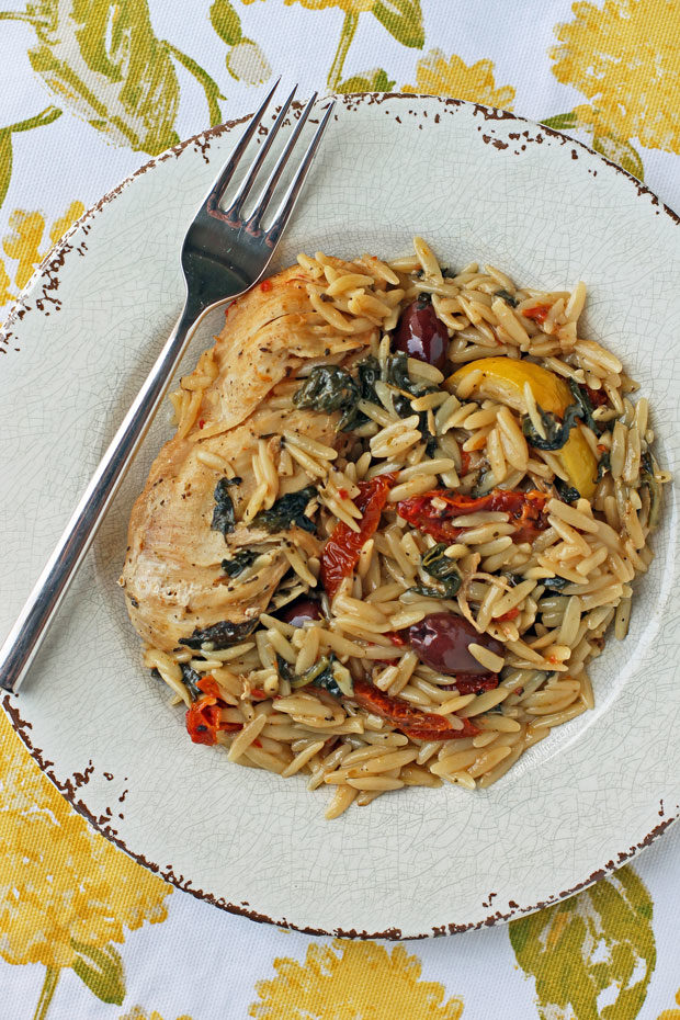 Mediterranean vegetable orzo pasta (one pot recipe)