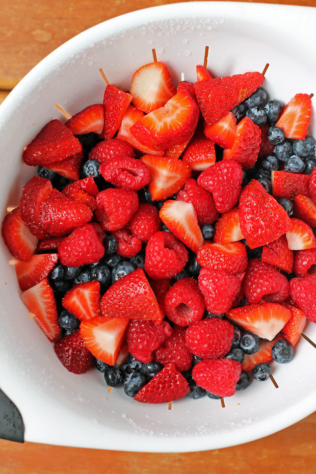 fresh berries in a colander